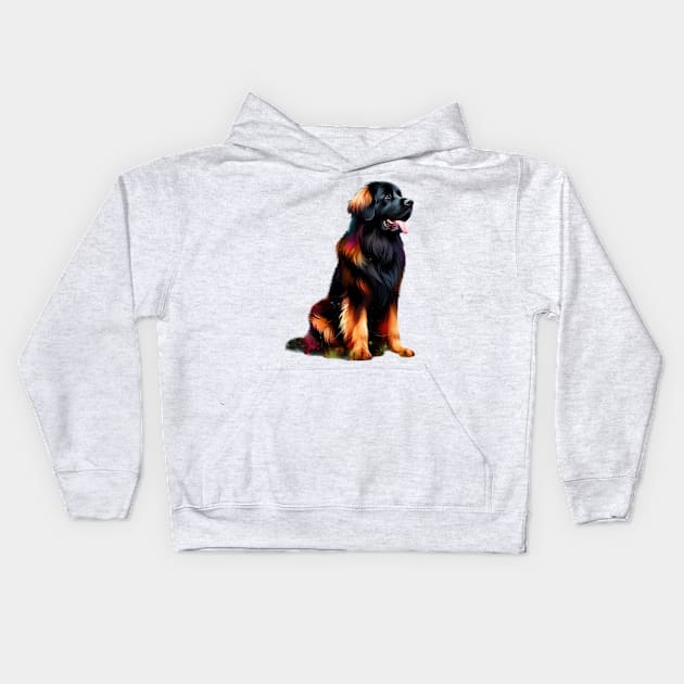 Vibrant Leonberger in Colorful Splash Art Style Kids Hoodie by ArtRUs